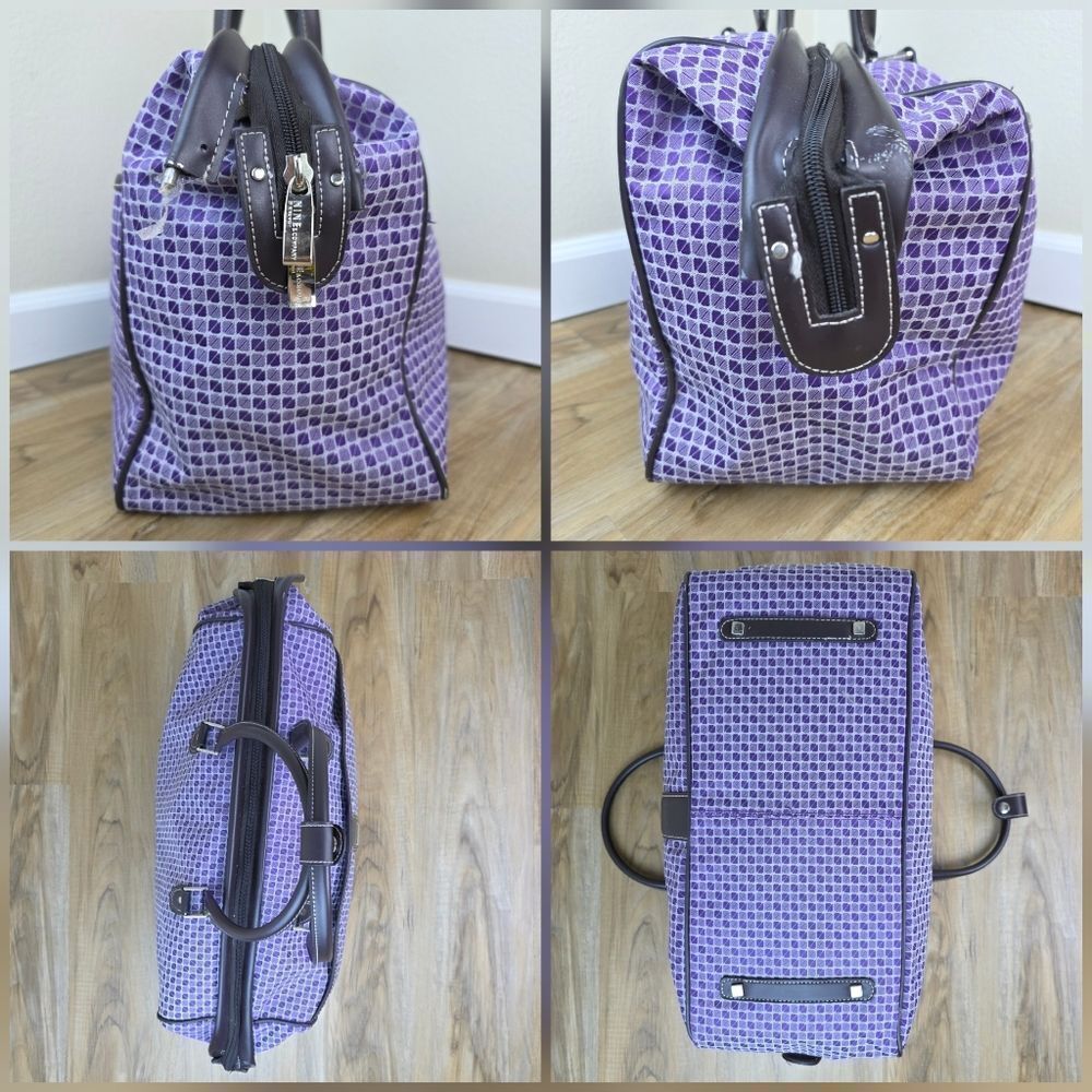 💜Vintage Nine West Purple Houndstooth Overnight/Weekender/Carry-On Bag - Picture 11 of 13